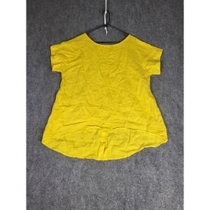 Terzo Millennio Linen‎ Button Back Top Italian Yellow Women Sz L Cottagecore